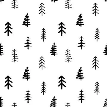 Pine tree seamless pattern. New Year and Christmas background, vector Illustr Stock Illustration