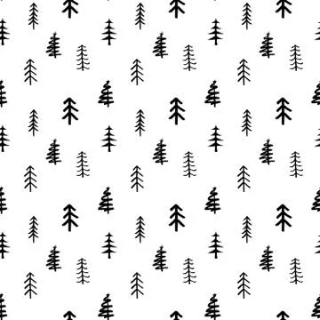 Pine tree seamless pattern. New Year and Christmas background, vector Illustr Stock Illustration