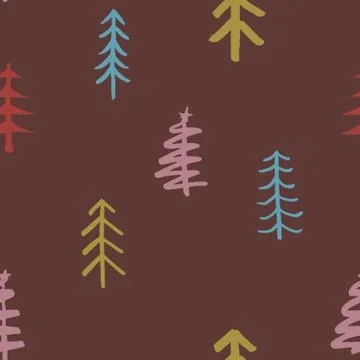 Pine tree seamless pattern. New Year and Christmas background, vector Illustr Stock Illustration