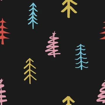 Pine tree seamless pattern. New Year and Christmas background, vector Illustr Stock Illustration