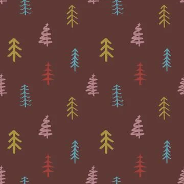 Pine tree seamless pattern. New Year and Christmas background, vector Illustr Stock Illustration
