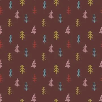 Pine tree seamless pattern. New Year and Christmas background, vector Illustr Stock Illustration
