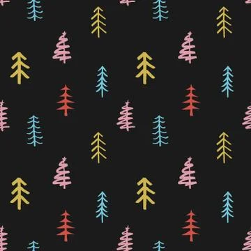 Pine tree seamless pattern. New Year and Christmas background, vector Illustr Stock Illustration