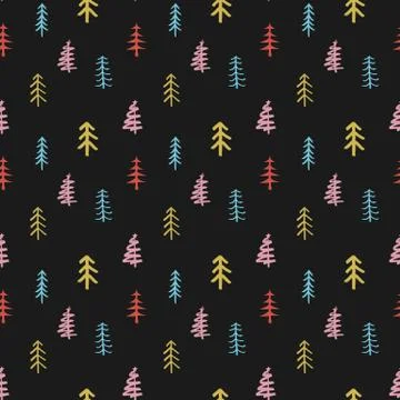 Pine tree seamless pattern. New Year and Christmas background, vector Illustr Stock Illustration