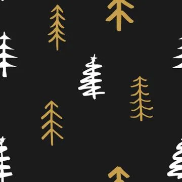 Pine tree seamless pattern. New Year and Christmas background, vector Illustr 库存插图
