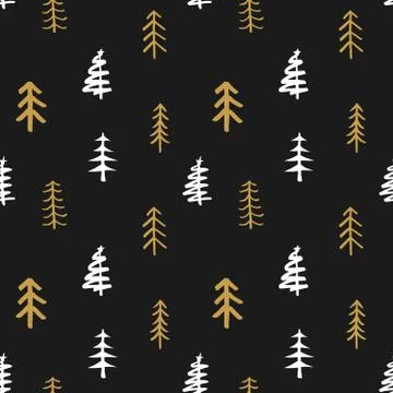 Pine tree seamless pattern. New Year and Christmas background, vector Illustr 库存插图