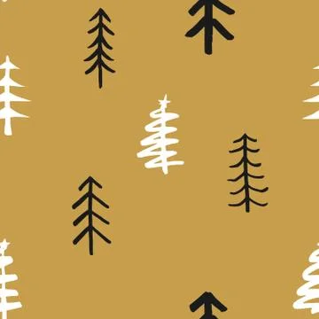 Pine tree seamless pattern. New Year and Christmas background, vector Illustr Stock Illustration