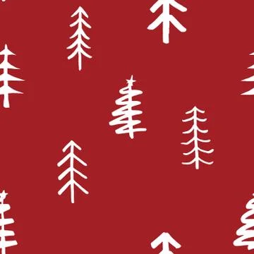 Pine tree seamless pattern. New Year and Christmas background, vector Illustr Stock Illustration