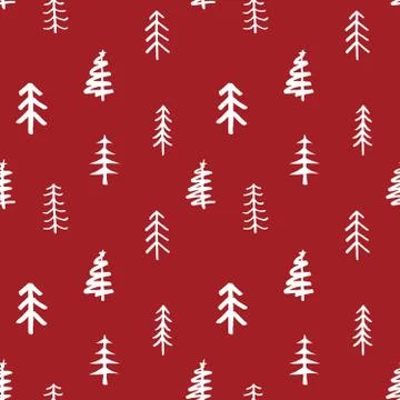 Pine tree seamless pattern. New Year and Christmas background, vector Illustr 库存插图