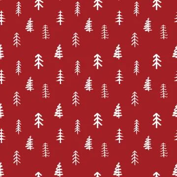 Pine tree seamless pattern. New Year and Christmas background, vector Illustr Stock Illustration