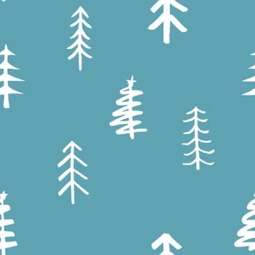 Pine tree seamless pattern. New Year and Christmas background, vector Illustr Stock Illustration