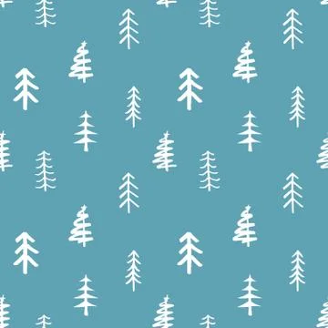 Pine tree seamless pattern. New Year and Christmas background, vector Illustr Stock Illustration