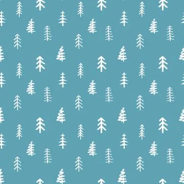 Pine tree seamless pattern. New Year and Christmas background, vector Illustr Stock Illustration