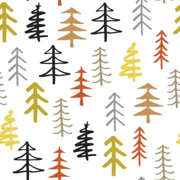 Pine tree seamless pattern. New Year and Christmas background, vector Illustr Stock Illustration