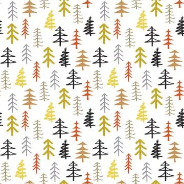 Pine tree seamless pattern. New Year and Christmas background, vector Illustr 库存插图