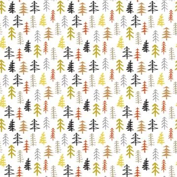 Pine tree seamless pattern. New Year and Christmas background, vector Illustr Stock Illustration