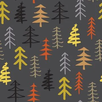 Pine tree seamless pattern. New Year and Christmas background, vector Illustr Stock Illustration