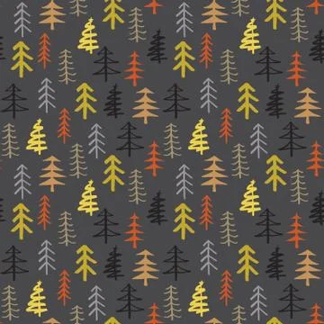 Pine tree seamless pattern. New Year and Christmas background, vector Illustr Stock Illustration