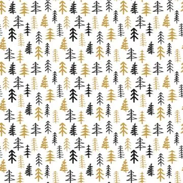 Pine tree seamless pattern. New Year and Christmas background, vector Illustr Stock Illustration