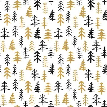 Pine tree seamless pattern. New Year and Christmas background, vector Illustr 스톡 일러스트