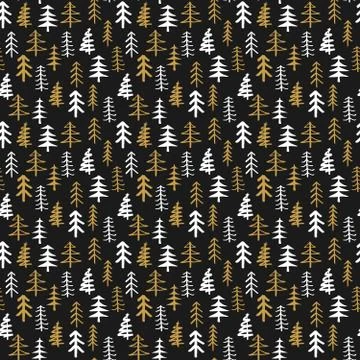 Pine tree seamless pattern. New Year and Christmas background, vector Illustr Stock Illustration