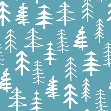 Pine tree seamless pattern. New Year and Christmas background, vector Illustr Stock Illustration