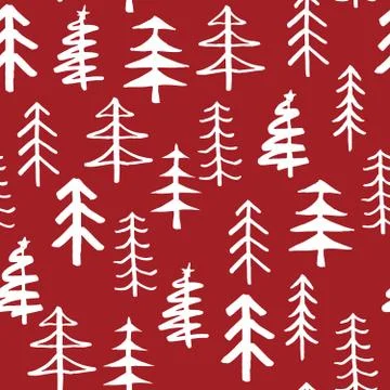 Pine tree seamless pattern. New Year and Christmas background, vector Illustr Stock Illustration