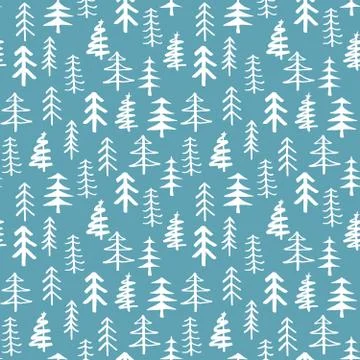 Pine tree seamless pattern. New Year and Christmas background, vector Illustr Stock Illustration