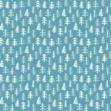 Pine tree seamless pattern. New Year and Christmas background, vector Illustr Stock Illustration