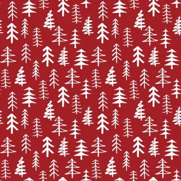Pine tree seamless pattern. New Year and Christmas background, vector Illustr Stock Illustration