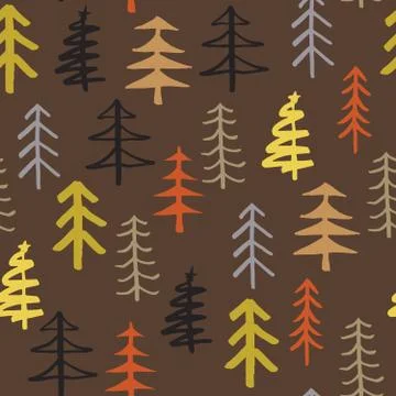 Pine tree seamless pattern. New Year and Christmas background, vector Illustr Stock Illustration