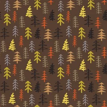 Pine tree seamless pattern. New Year and Christmas background, vector Illustr Stock Illustration