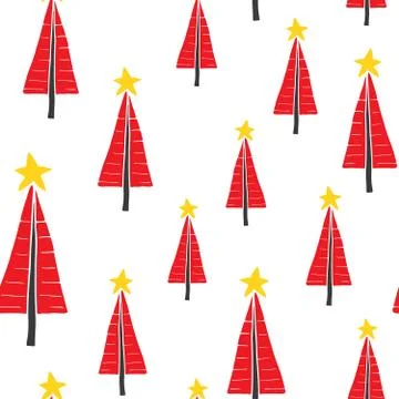Pine tree seamless pattern. New Year and Christmas background, vector Illustr Stock Illustration