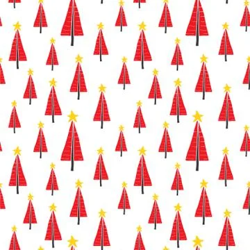 Pine tree seamless pattern. New Year and Christmas background, vector Illustr Stock Illustration