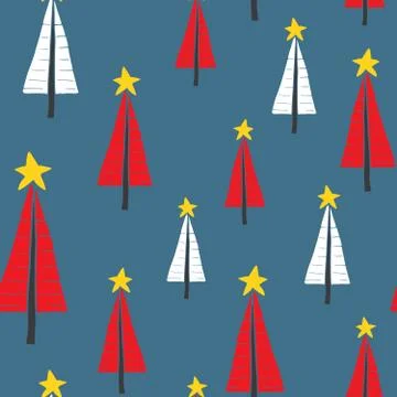 Pine tree seamless pattern. New Year and Christmas background, vector Illustr Stock Illustration