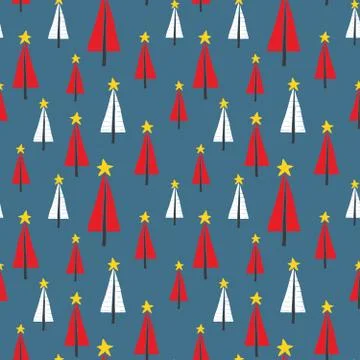 Pine tree seamless pattern. New Year and Christmas background, vector Illustr Stock Illustration