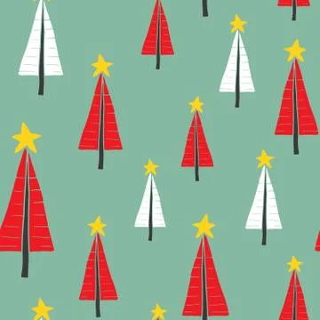 Pine tree seamless pattern. New Year and Christmas background, vector Illustr Stock Illustration