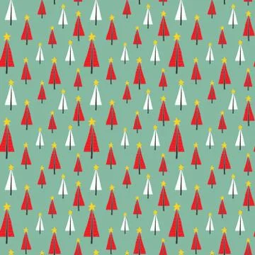 Pine tree seamless pattern. New Year and Christmas background, vector Illustr Stock Illustration