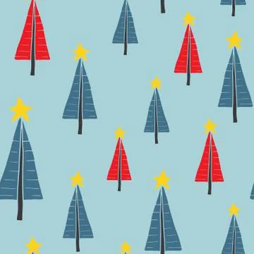 Pine tree seamless pattern. New Year and Christmas background, vector Illustr Stock Illustration