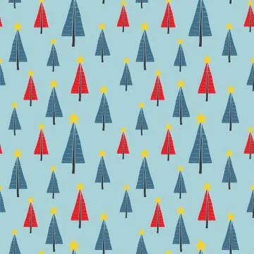 Pine tree seamless pattern. New Year and Christmas background, vector Illustr Stock Illustration