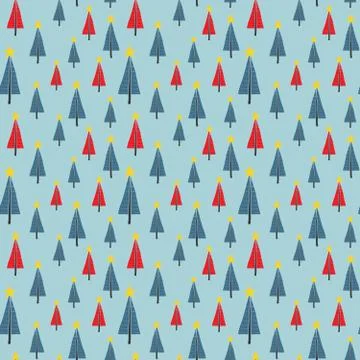 Pine tree seamless pattern. New Year and Christmas background, vector Illustr Stock Illustration