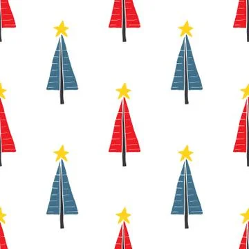 Pine tree seamless pattern. New Year and Christmas background, vector Illustr Stock Illustration