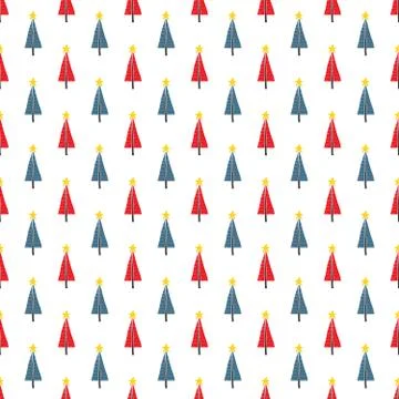 Pine tree seamless pattern. New Year and Christmas background, vector Illustr Stock Illustration