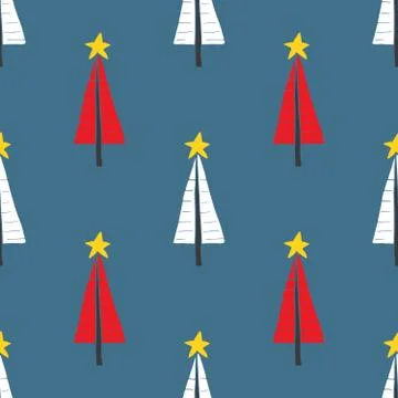 Pine tree seamless pattern. New Year and Christmas background, vector Illustr 库存插图
