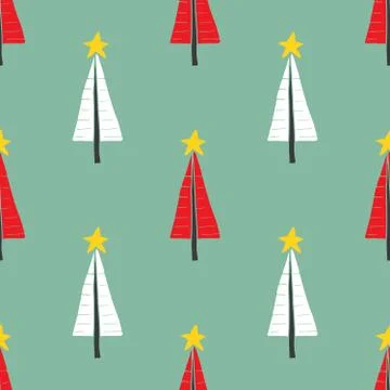 Pine tree seamless pattern. New Year and Christmas background, vector Illustr Stock Illustration