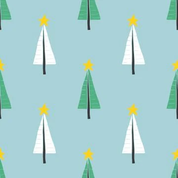 Pine tree seamless pattern. New Year and Christmas background, vector Illustr 库存插图