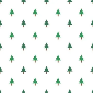 Pine Tree Seamless Pattern Vector Stock Illustration