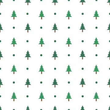 Pine Tree Seamless Pattern Vector Stock Illustration