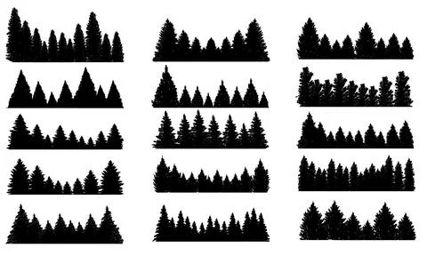 Pine tree silhouette forest set collection vector illustration Stock Illustration