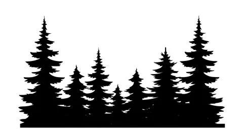 Pine tree silhouette vector concept Illustrazione stock